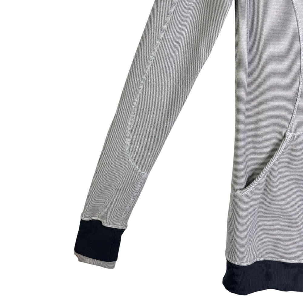 Lululemon Base Runner Hoodie Workout Wee Stripe White Heathered Medium Grey 8 - Picture 5 of 13